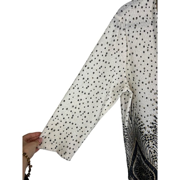 NEW Chicos Travelers Collection Foiled Peacock Jacket Size 3 XL Zipper Metallic - Picture 4 of 11